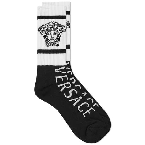 versace ankle socks with medusa logo|Embroidered Medusa Ribbed Socks .